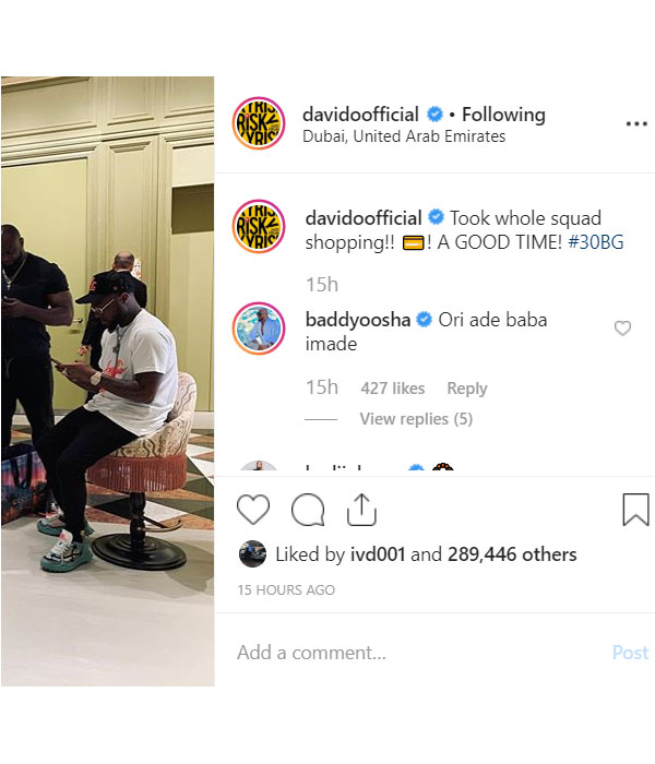 Davido splashes millions as he took his whole squad shopping