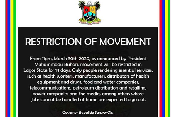 List of those not affected by the restriction of movement