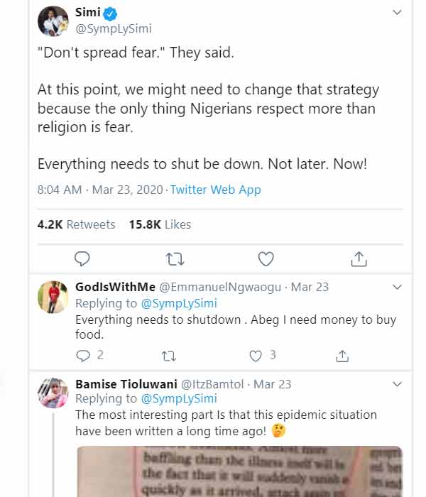 Simi: the only thing Nigerians respect more than religion is fear.