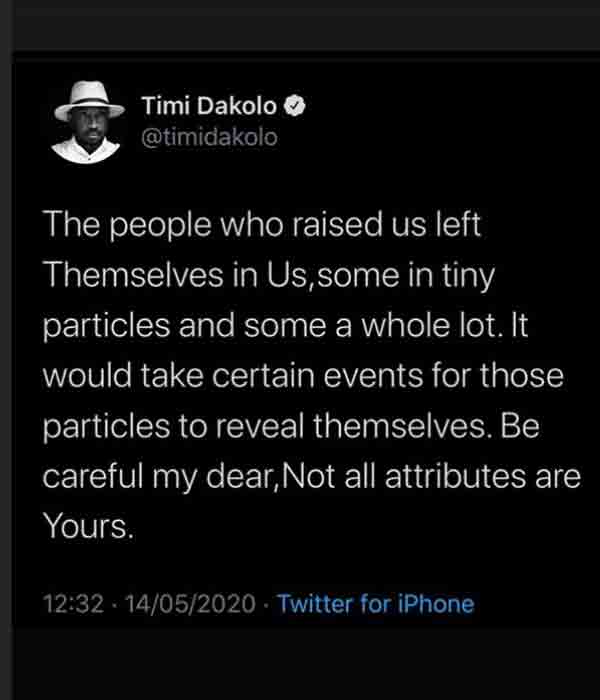 Timi Dakolo shares his thoughts